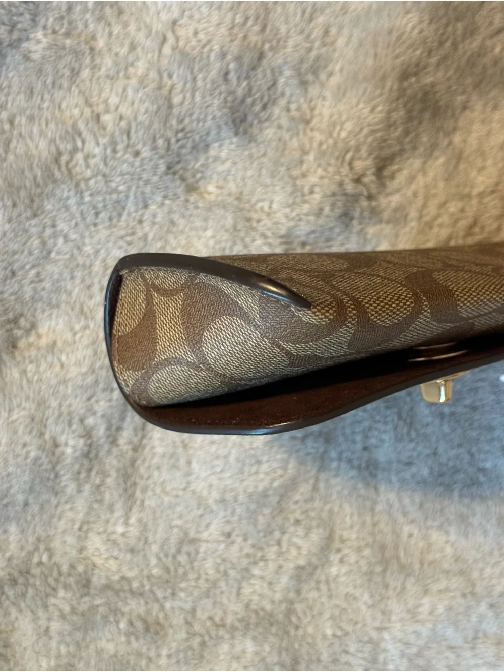 Coach Brown Signature Canvas Turn-Lock sunglasses case